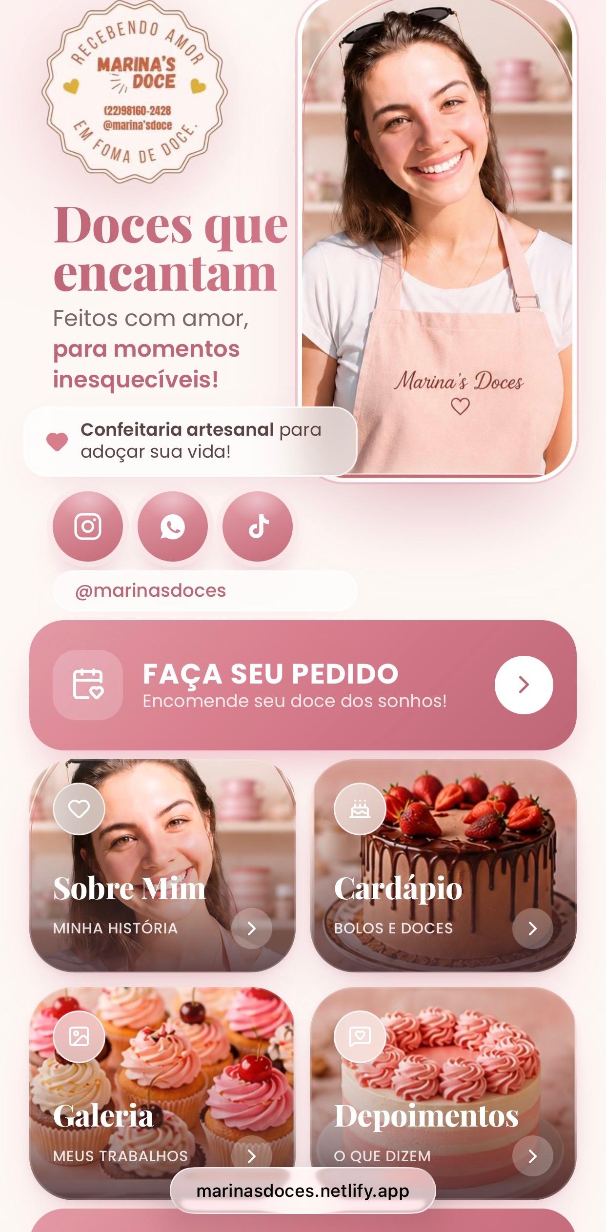 Bio site Marina's Doces